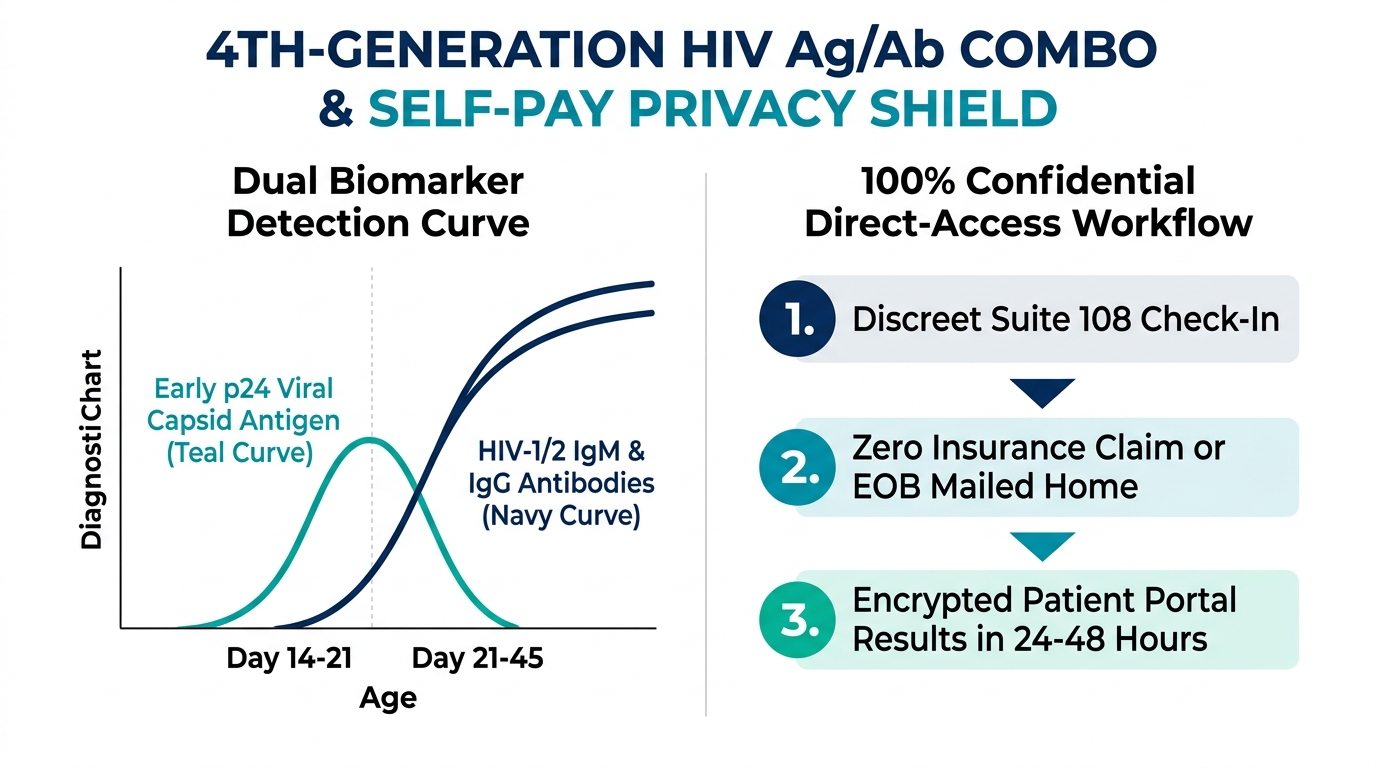 4th-Generation HIV Ag/Ab Combo & Self-Pay Privacy Shield - UR Next Lab Clinical Infographic