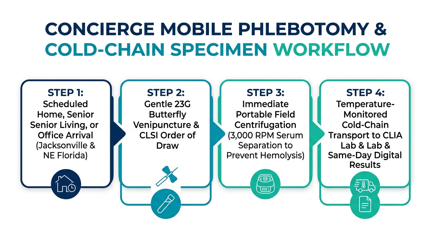 Concierge Mobile Phlebotomy & Cold-Chain Specimen Workflow - UR Next Lab Clinical Infographic