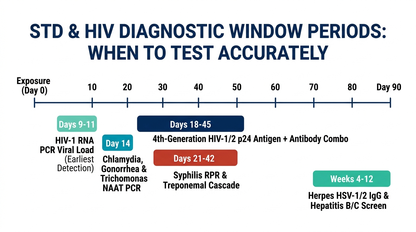 STD and HIV Diagnostic Window Periods Timeline Infographic